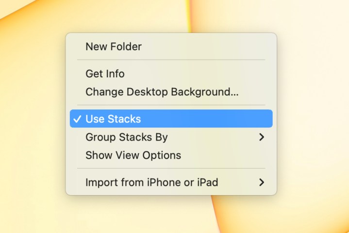 Use Stacks in the desktop shortcut menu on Mac.