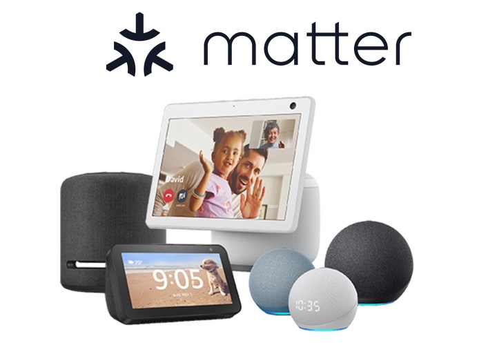 Una colección de dispositivos Amazon habilitados para Matter.