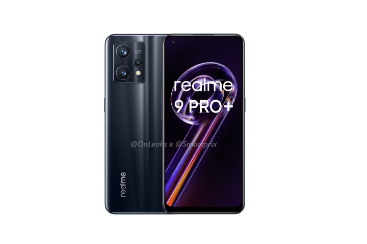 The leaked renders show the front and rear views of the Realme 9 Pro Plus.