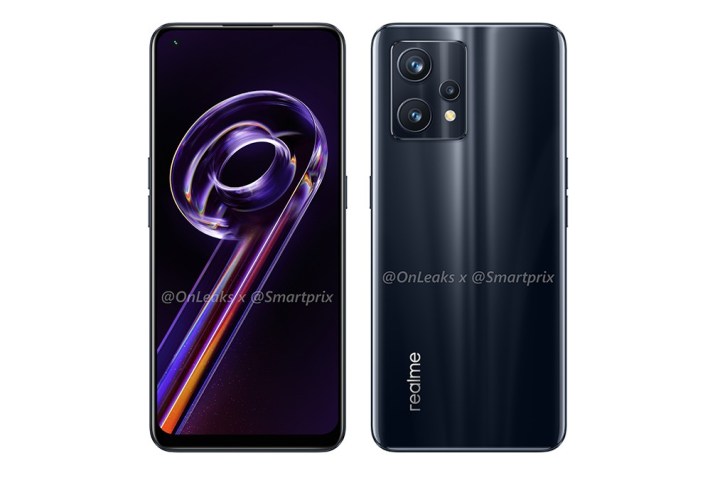 The leaked renders show the front and rear views of the Realme 9 Pro Plus.
