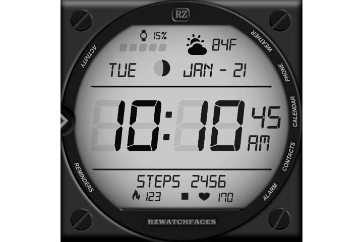 RZ 168 watch face on a Samsung Galaxy Watch.