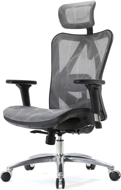 SIHOO Ergonomic Adjustable Office Chair side view on a white background.