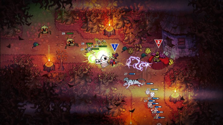 In Nobody Saves the World, a wizard attacks an enemy swarm.