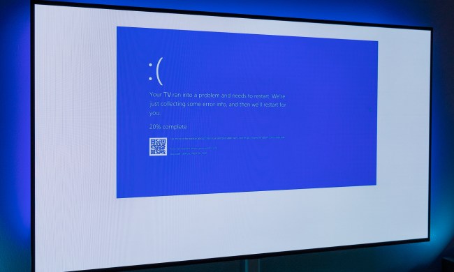 Blue screen of death on on TV.