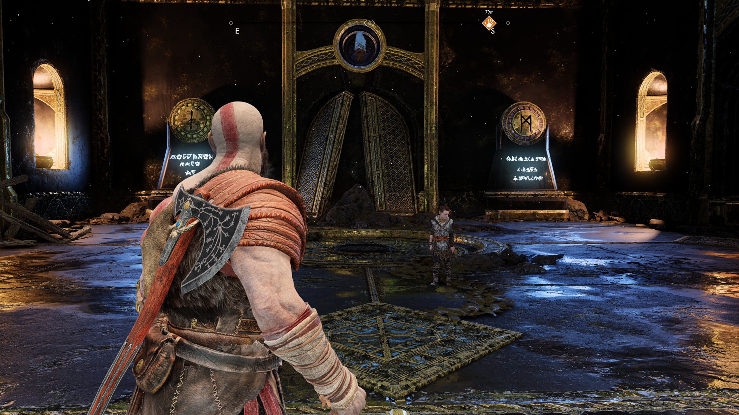 Indoors area at ultra quality FSR setting in God of War.