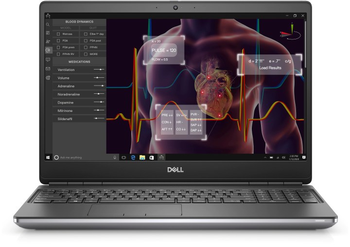 Front view of the Dell Precision 7550 laptop.