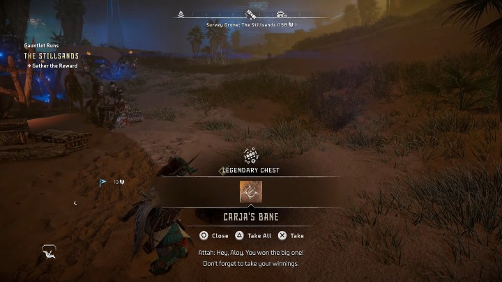 Aloy collecting a legendary weapon.