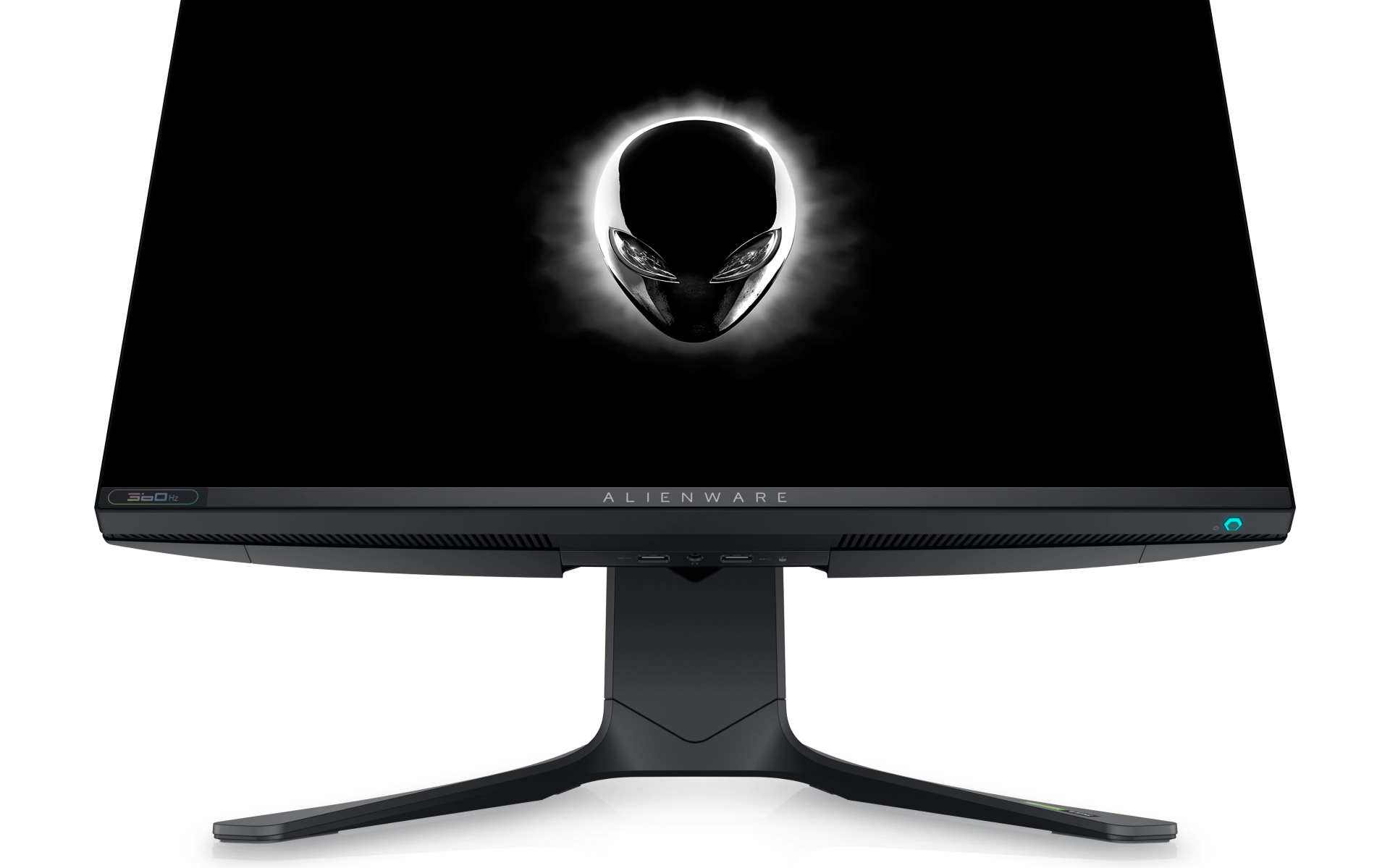 O Alienware 25 Gaming Monitor AW2521H exibe o logotipo Alienware em um fundo branco.