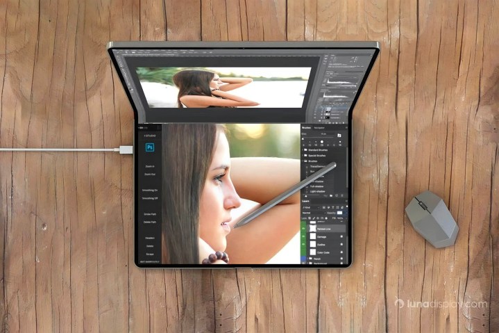 Foldable Macbook concept image created by LunaDisplay.