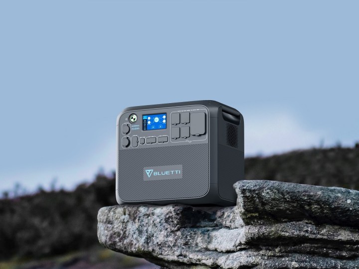 Bluetti AC200MAX portable power station off grid on cliff.