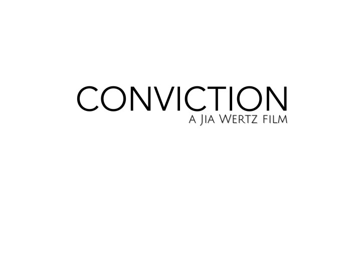 Conviction documentary logo for new Amazon doc by Jia Wertz.