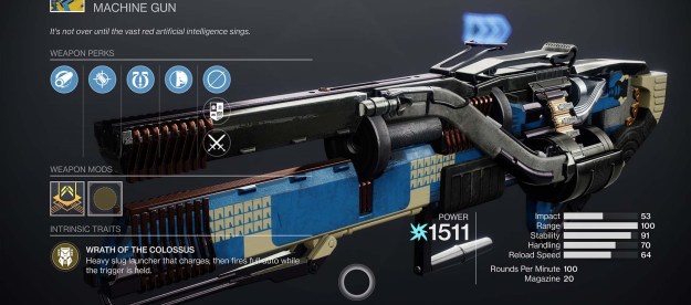 The inventory screen showing the stands of Grand Overture in Destiny 2.