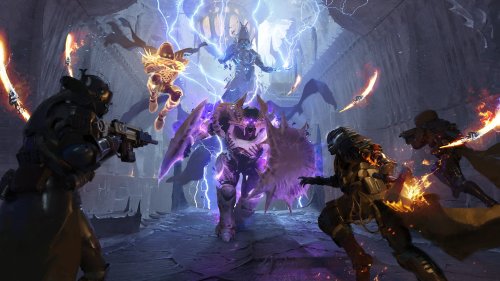 Guardians fighting against the Lucent Brood in Destiny 2: The Witch Queen.