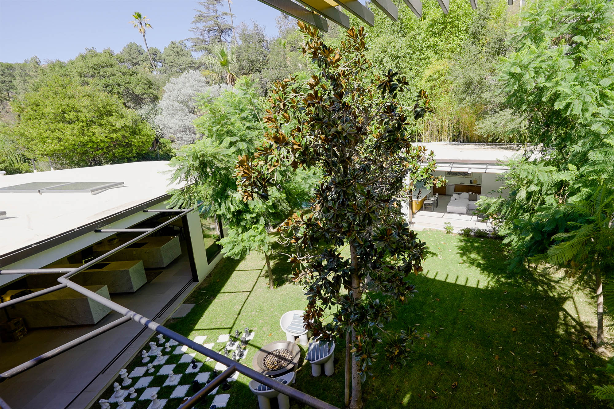 This Hollywood Hills home is tucked away, almost invisible from a aerial view.