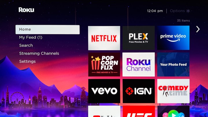 La pantalla de inicio de Roku con múltiples canales.