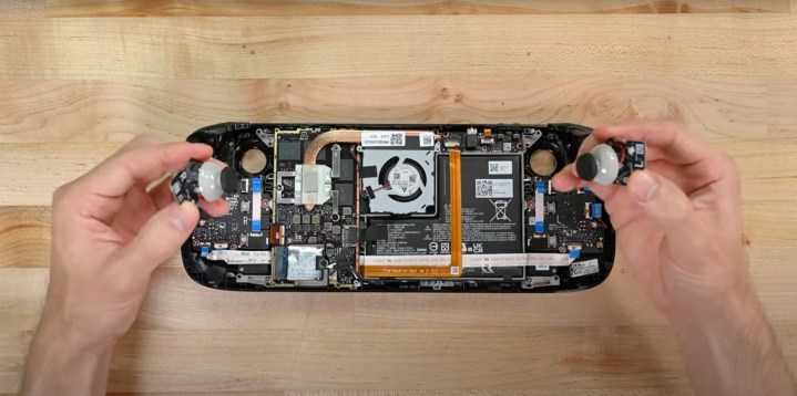 iFixit's Steam Deck teardown shows you can easily remove the thumb sticks.