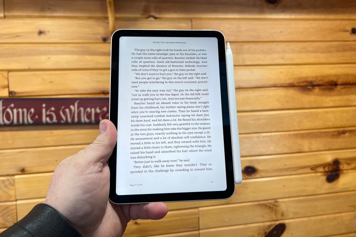 The iPad mini is small enough to easily hold one handed for reading.