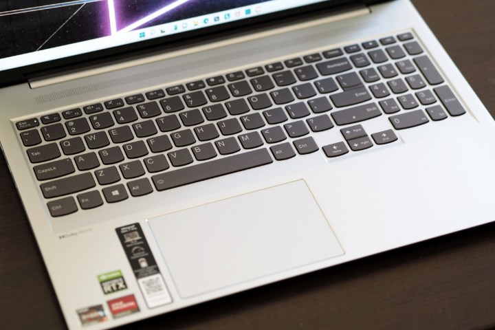 The keyboard and touchpad of the Lenovo IdeaPad Slim 7 Pro.