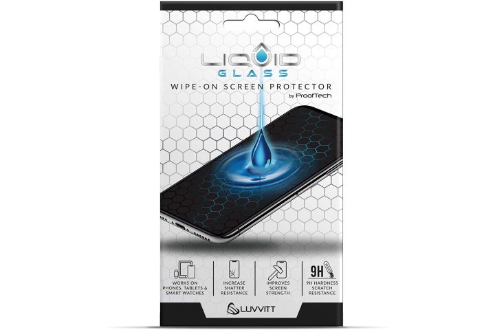 Liquid Glass box showing the wipe-on screen protector, compatible with the Galaxy S22 Ultra.