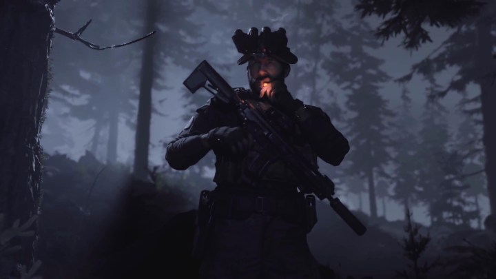 Soldier lighting a cigarette in Modern Warfare.