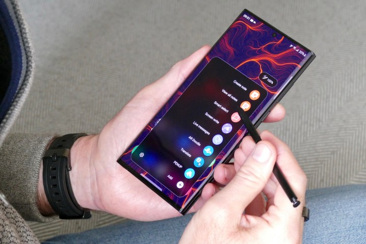 Menú S Pen en el Galaxy S22 Ultra.