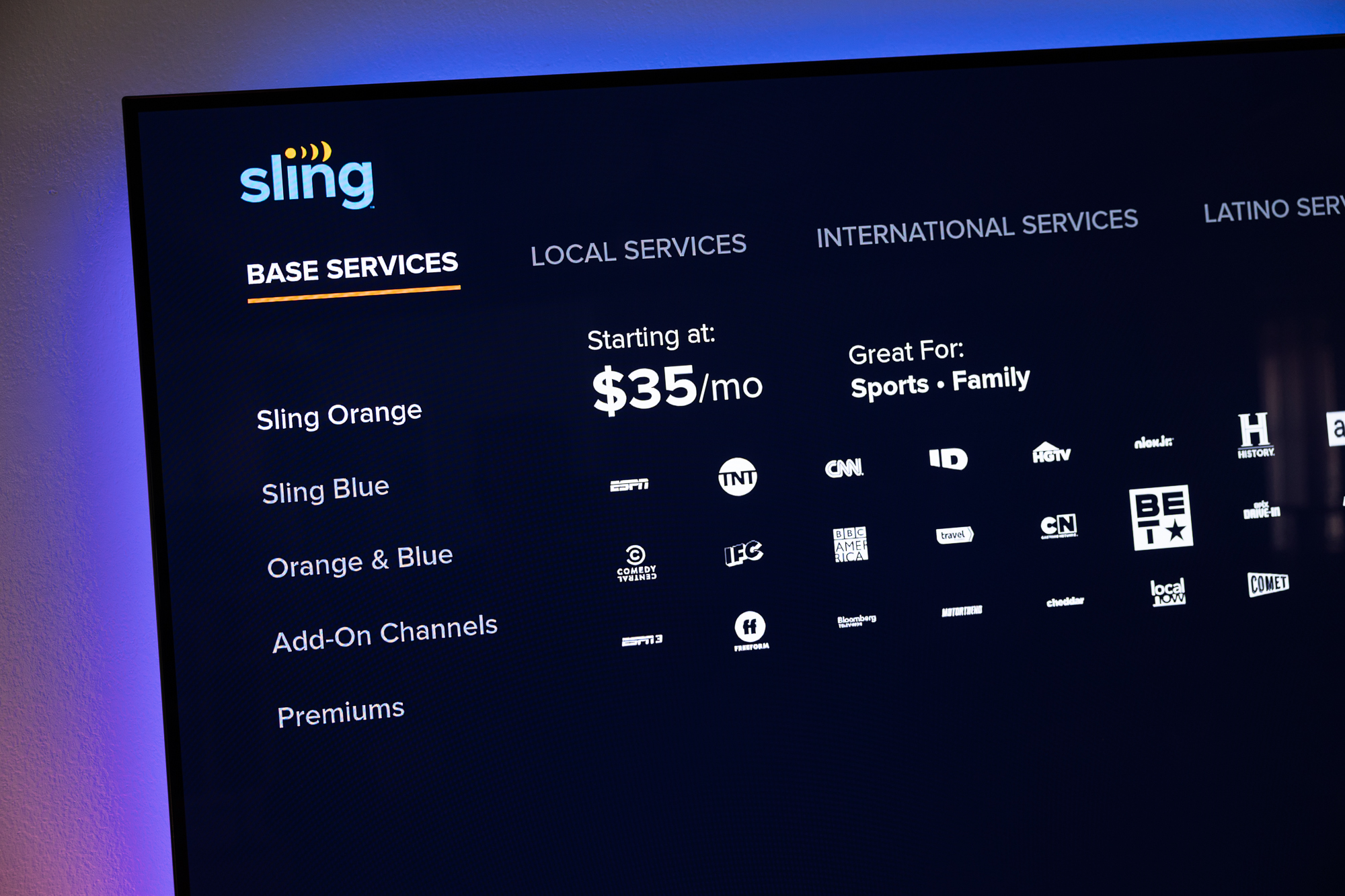 Canales de Sling TV y precio.
