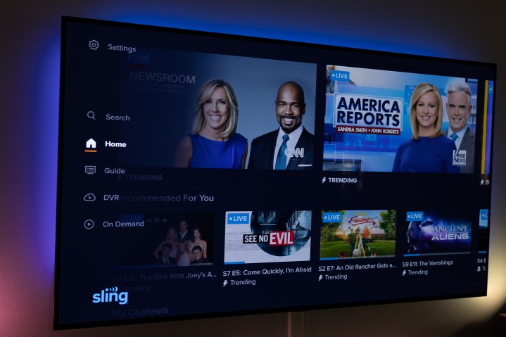 Home screen of Sling TV.