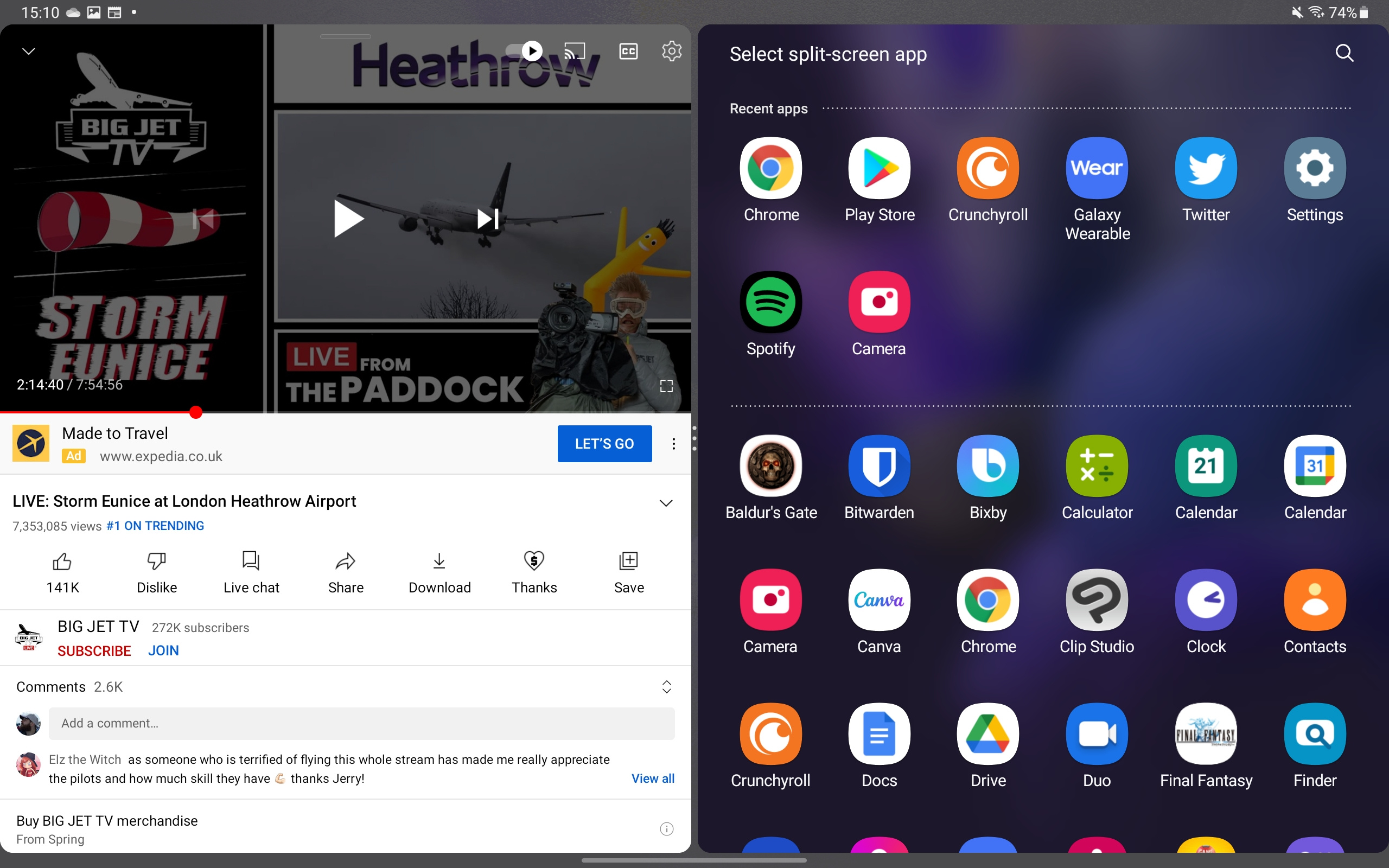 how to use split screen on any samsung tablet with app drawer view galaxy tab