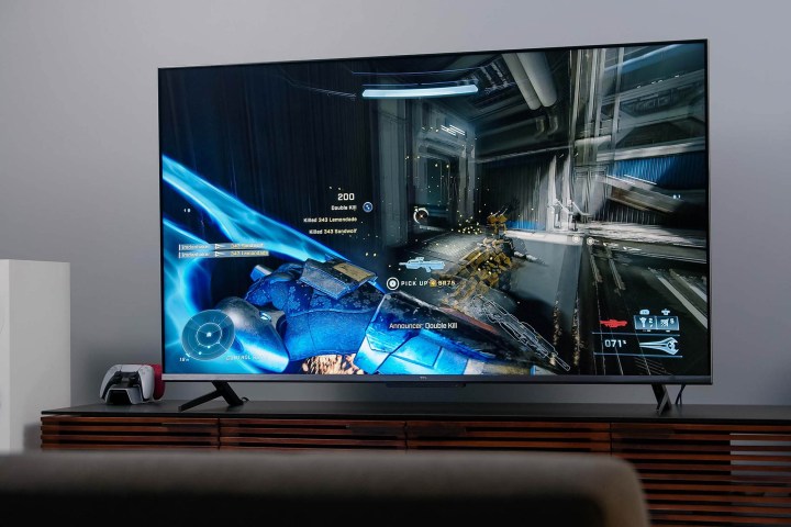 Video game playing on TCL 6-Series Google TV.