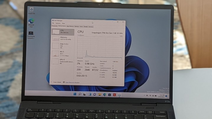 The Task Manager on the Thinkpad X13s