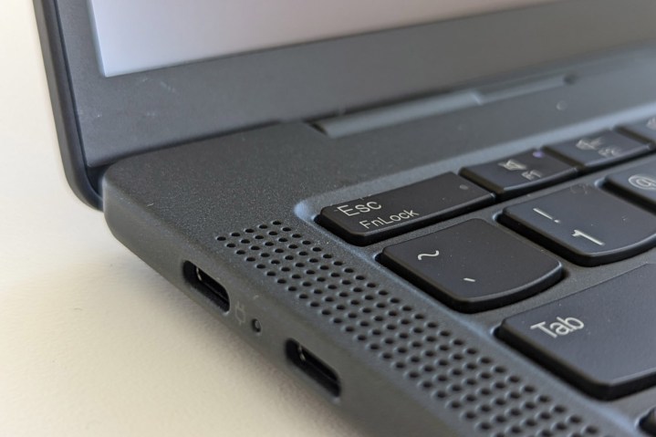 Two USB-C ports on the left side of the Thinkpad x13s.