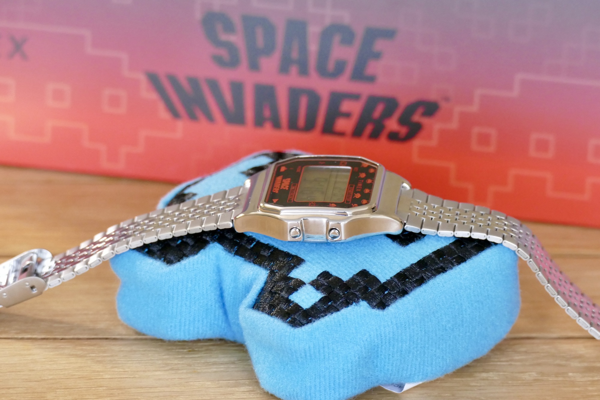 Timex X Space Invaders T80 buttons on the side of the case.