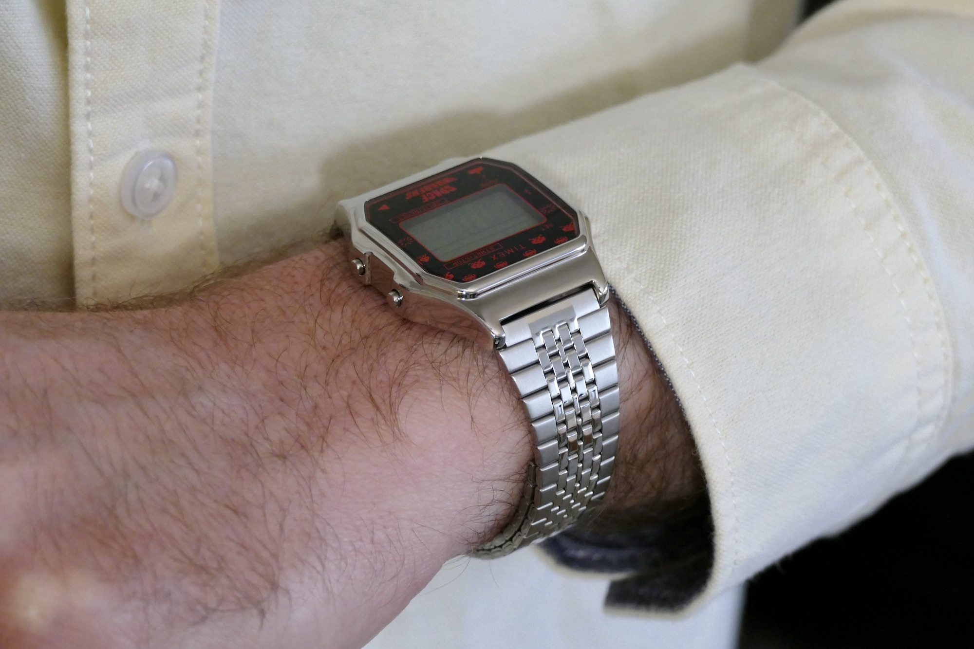 Timex T80 Space Invaders on the wrist.