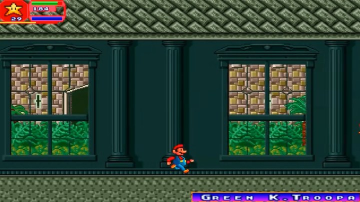 Mario running through a castle.