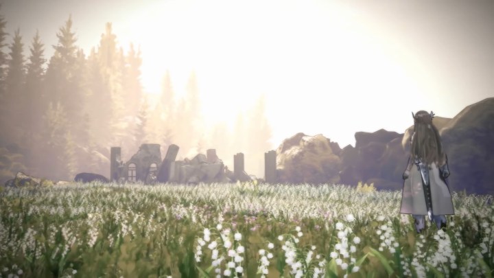 Valkyrie standing in a grassy field in Valkyrie Elysium.
