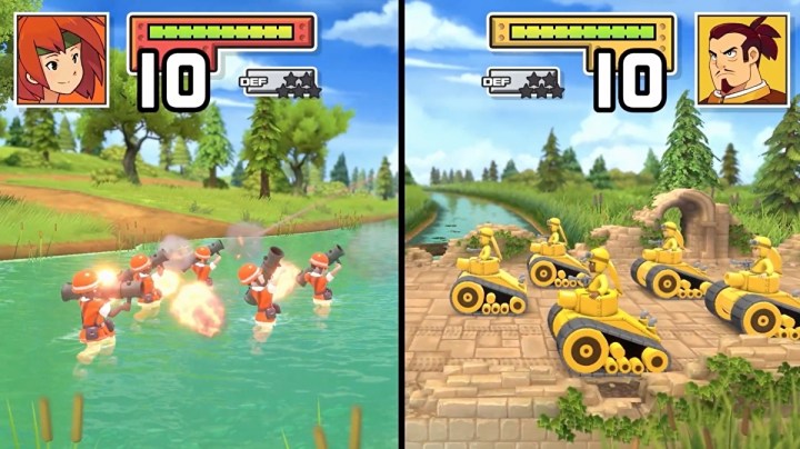 Units fight in Advance Wars 1+2: Reboot Camp.