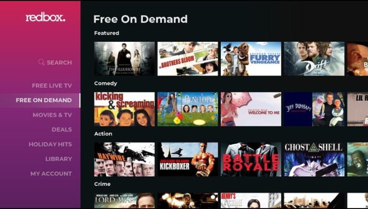 Redbox app free movie options. 
