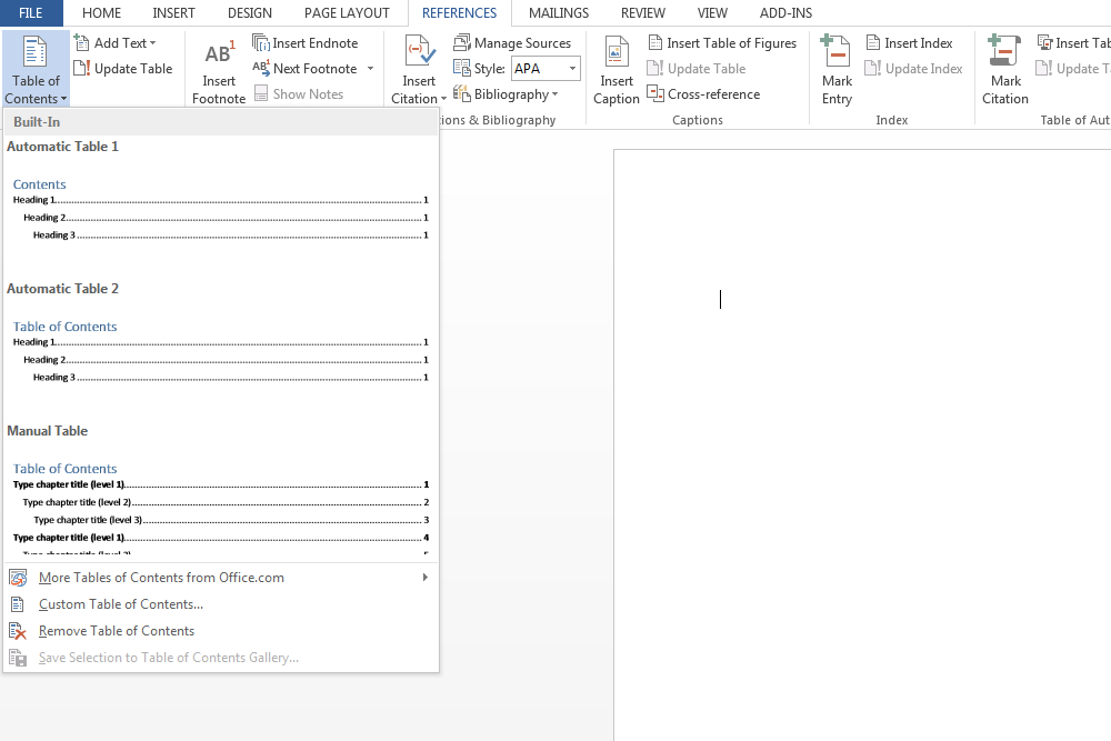 How to build a table of contents in Microsoft Word