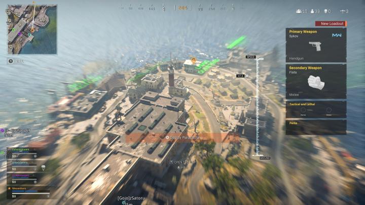 Landing at Rebirth Island in Call of Duty: Warzone. 