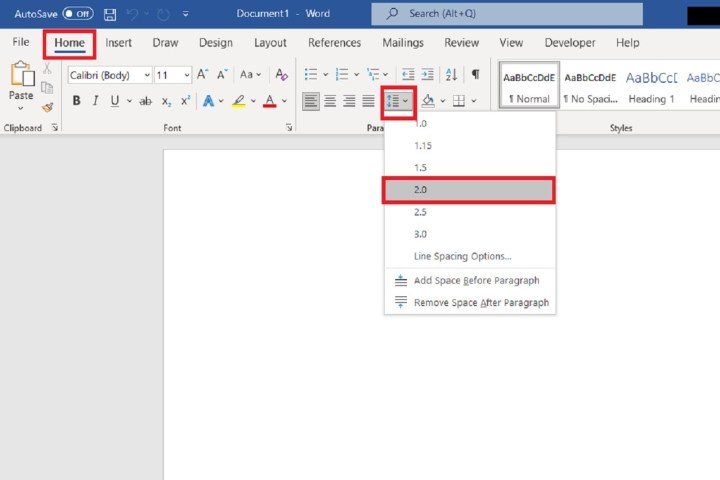 How to double space a Microsoft Word document before writing the text.
