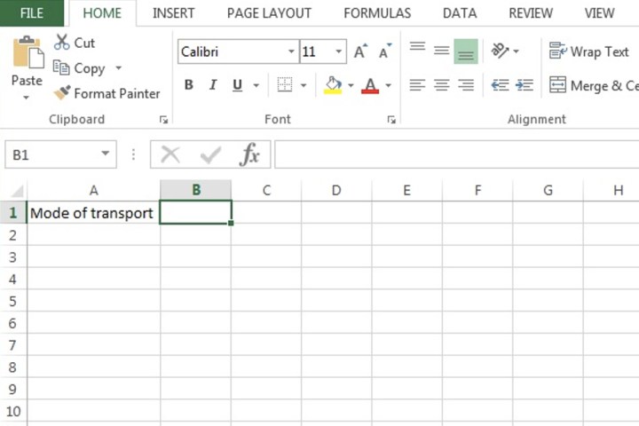 Selecionando a célula para uma lista suspensa no Microsoft Excel.