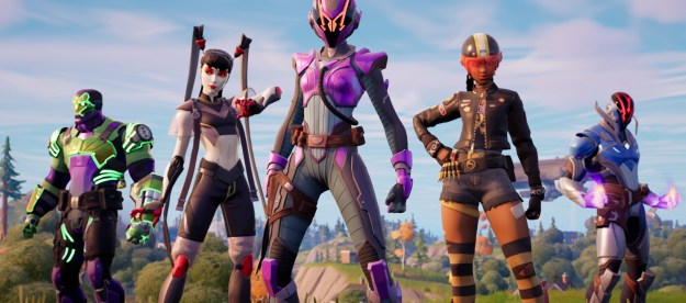 Five of Fortnite's two characters face the screen.