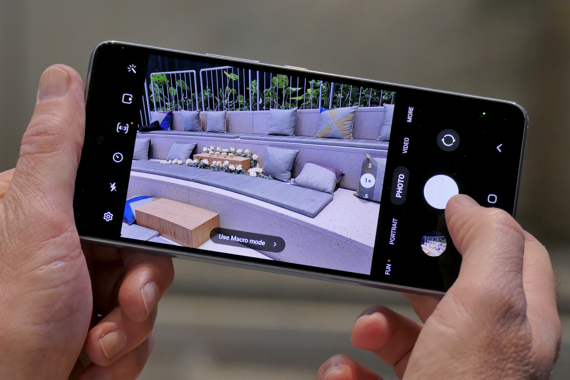 Samsung Galaxy A53 5G camera app and viewfinder.