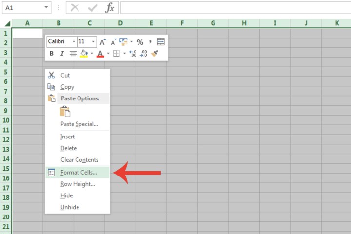 Le bouton Formater les cellules dans Microsoft Excel.