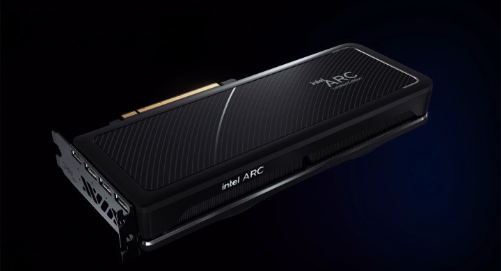 A render of Intel's Arc Alchemist desktop GPU.