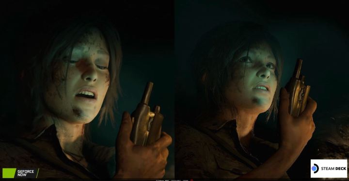 Comparison of Shadow of the Tomb Raider on Steam Deck and GeForce Now.