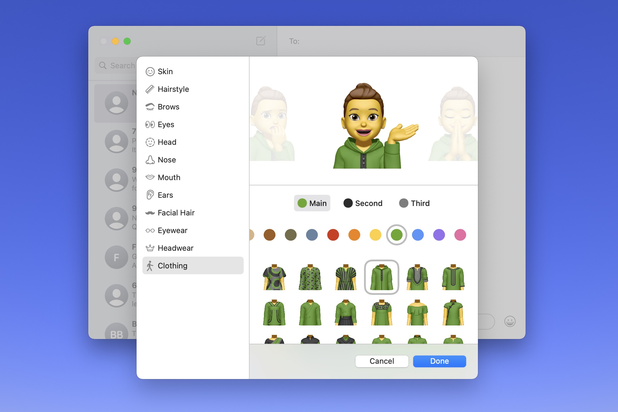 Memoji created in Messages on Mac.