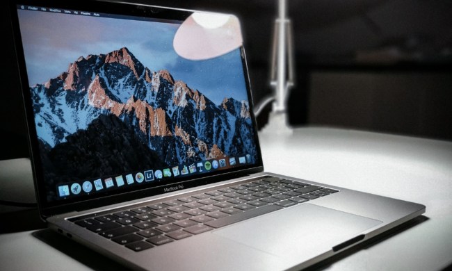 A MacBook Pro set on a table.