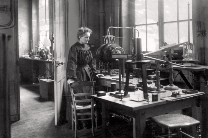 Madame Curie in her laboratory ca. 1905. From a rare photograph
