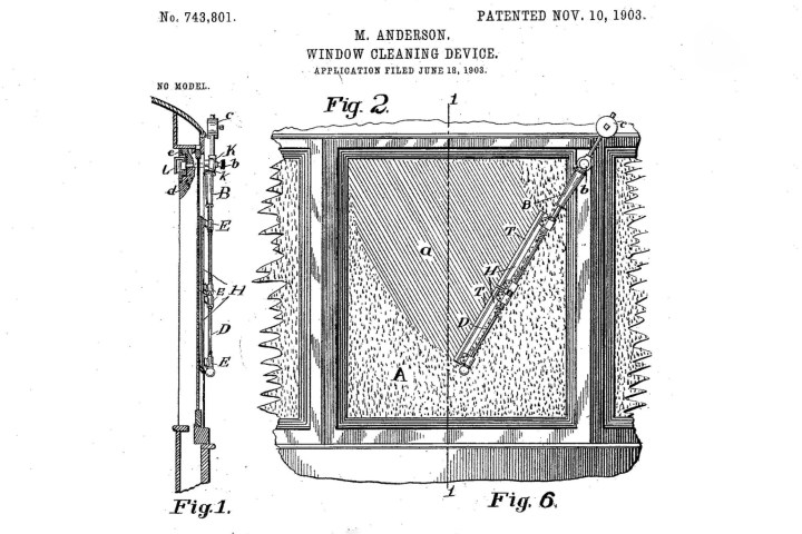 Mary Anderson's illustration of her 1903 patented "window cleaning device." 